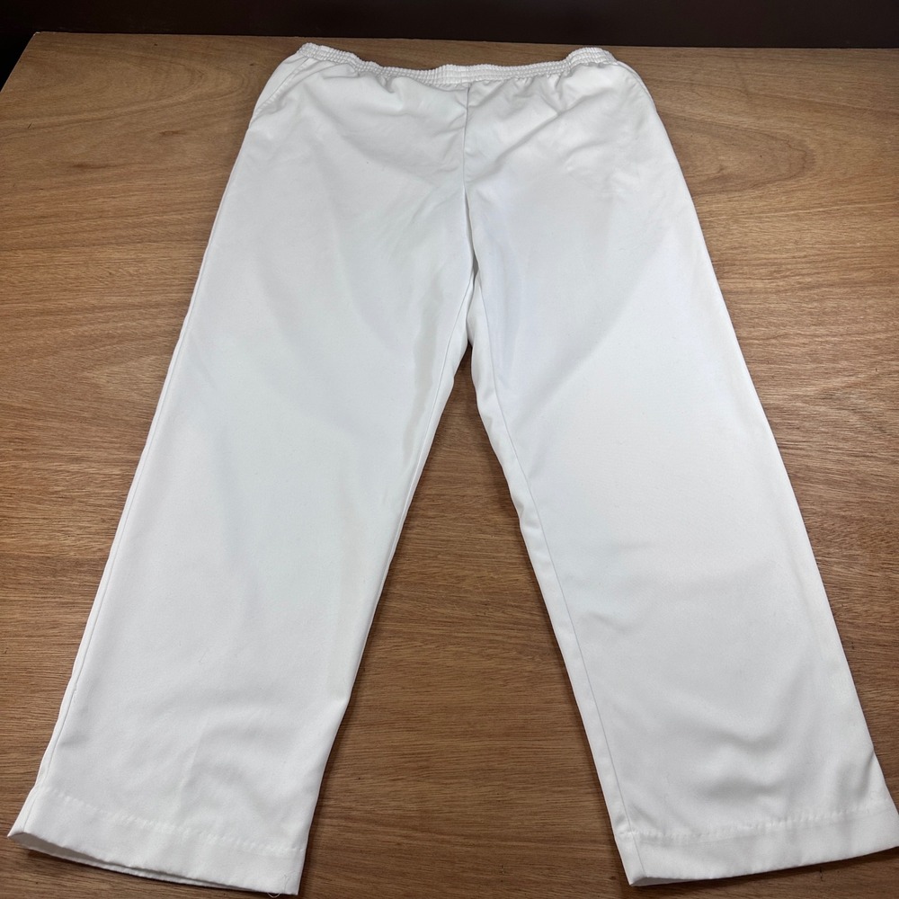 Alfred Dunner Petite 14P White Pull On Pants Elastic Waist Straight Leg